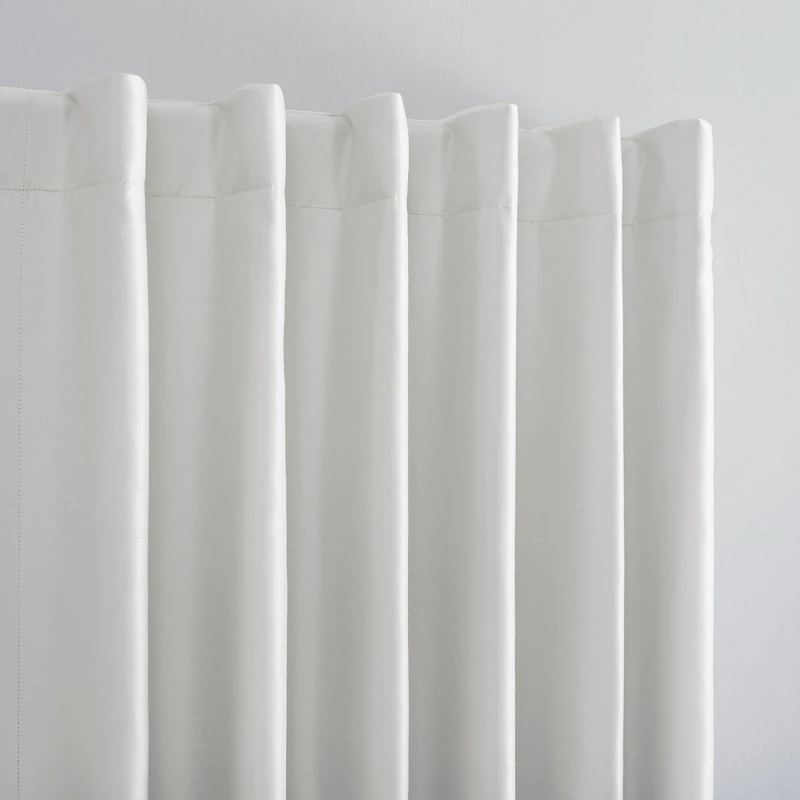 Evelina Faux Dupioni Silk Thermal Extreme 100% Blackout Back Tab Curtain Panel