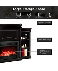 Gymax 70'' Fireplace Tv Stand Media W/ 28.5'' 750W/1500W Electric Brown