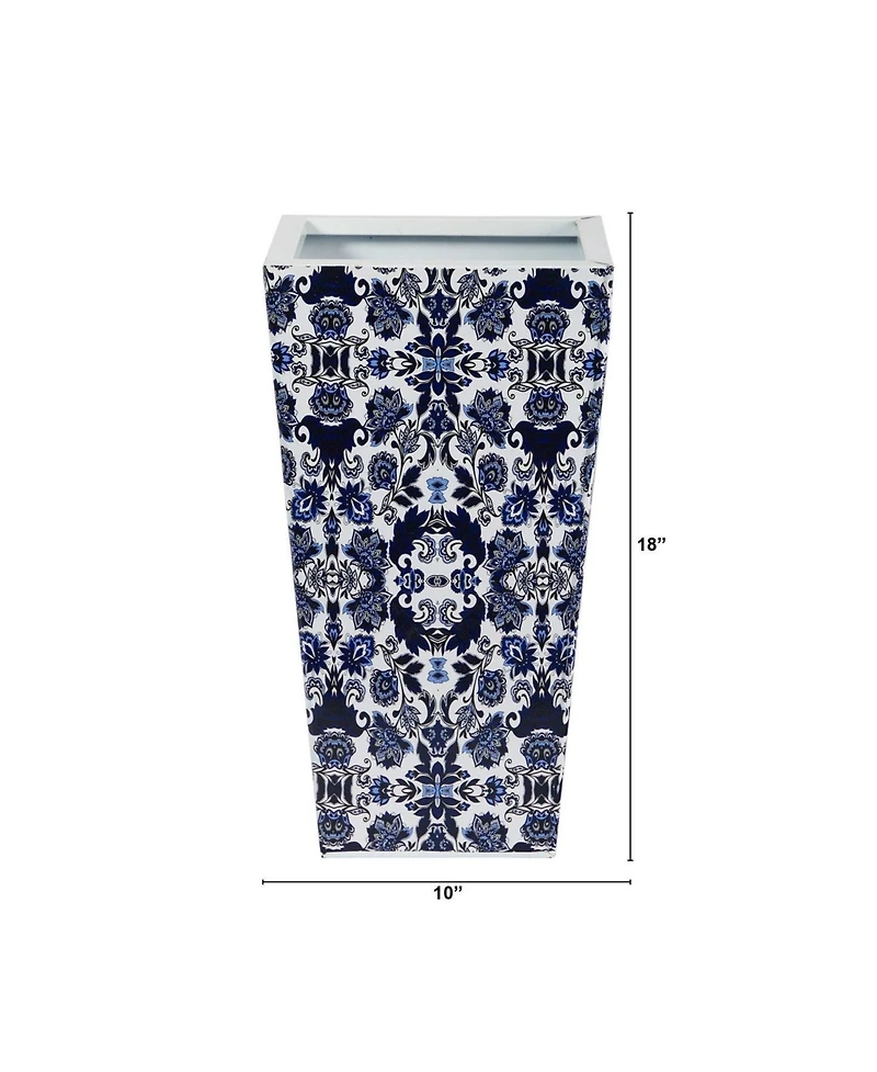 Slickblue 18" Oriental Blue and White Classic Metal Planter