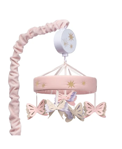 Lambs & Ivy Butterfly Dreams Pink/Purple Musical Baby Crib Mobile Soother Toy