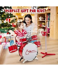 Sugift Kids Jazz Drum Keyboard Set with Stool and Microphone Stand