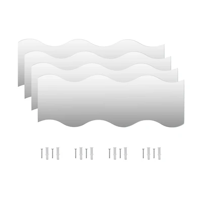 vidaXL Wall Mirrors 4 pcs 23.6"x7.3" Wave Glass