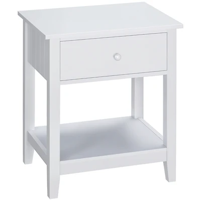 Homcom Nightsd Bedside Table End Table Organizer W/ Drawer Shelf