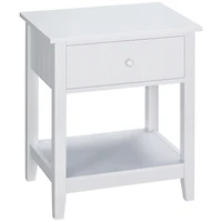 Homcom Nightsd Bedside Table End Table Organizer W/ Drawer Shelf