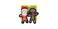 Tuffy Jr Holiday Gingerbread Man and Santa 2 Pack, Dog Toy
