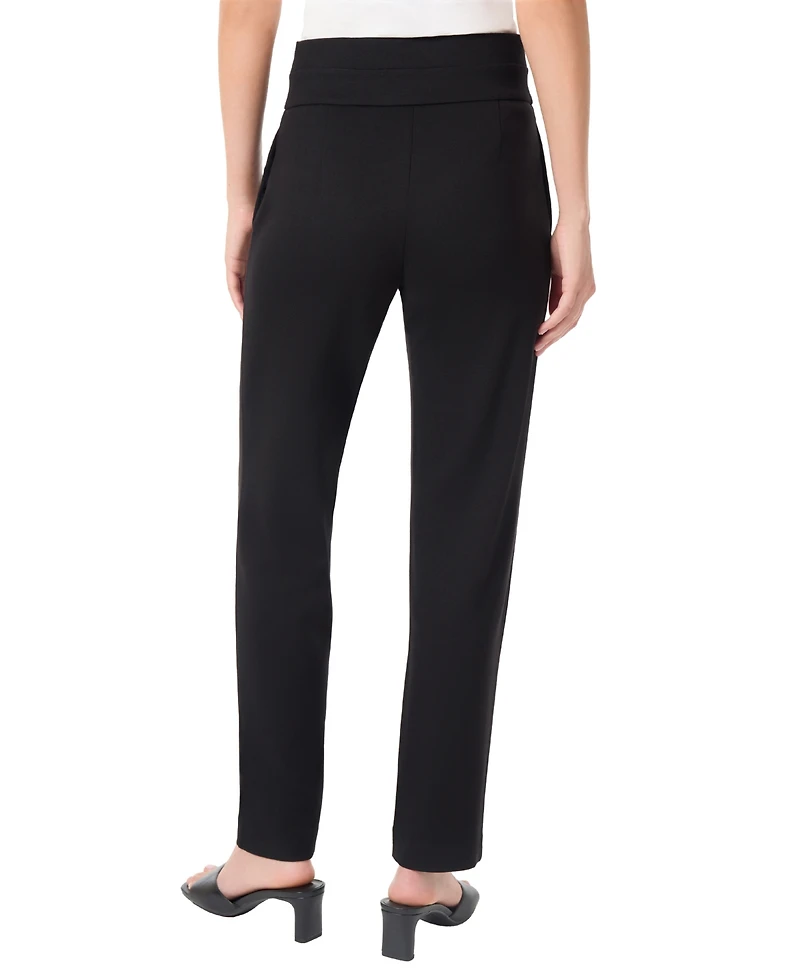Jones New York Women's Pull On High Double Wide Waistband Straight Leg Pants