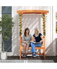 Patio Garden Arbor with Pergola Bench 2 Trellises for Climbing Plants Vines Grapes