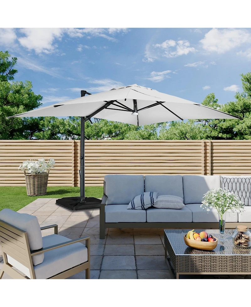 Boyel Living 10x13 ft. 360° Rotation Cantilever Patio Umbrella with BaseandBT