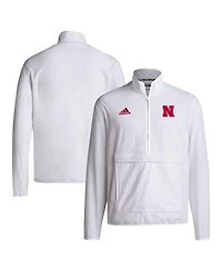 Adidas Men's White Nebraska Huskers Coaches Sideline Half-Zip Jacket