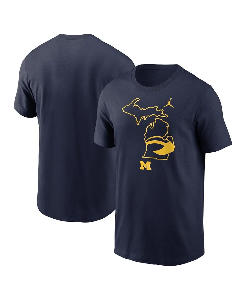 Jordan Men's Navy Michigan Wolverines Campus State Shape T-Shirt