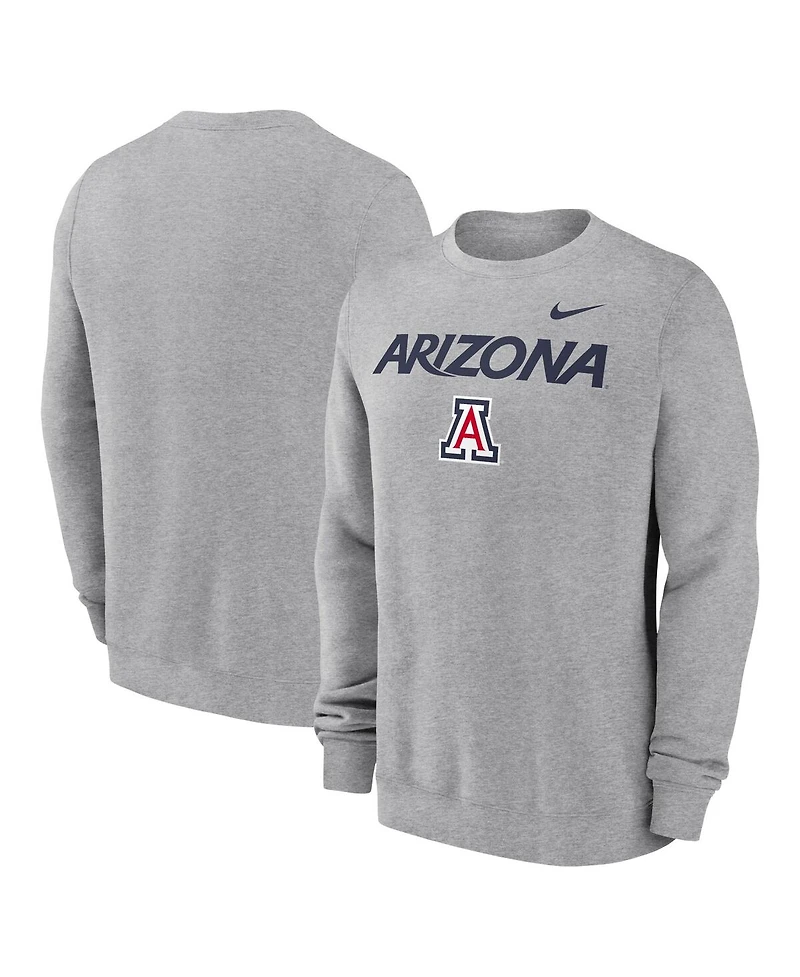 Nike Men's Heather Gray Arizona Wildcats Primetime Primary Stack Pullover Sweatshirt