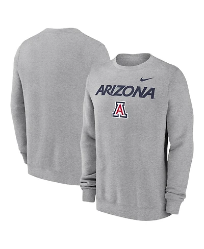 Nike Men's Heather Gray Arizona Wildcats Primetime Primary Stack Pullover Sweatshirt