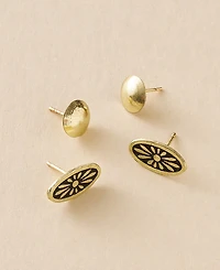 Matr Boomie Nisha Ball and Oval Stud Earrings, Set of 2