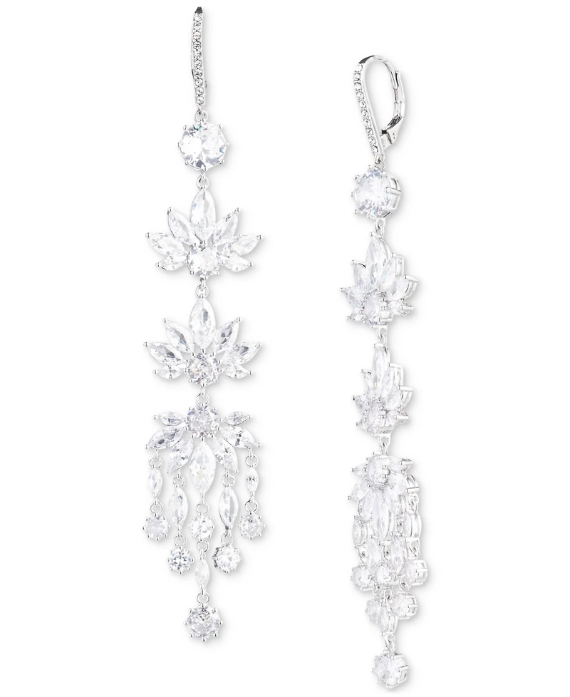 Emily in Paris Silver-Tone Cubic Zirconia Chandelier Earrings