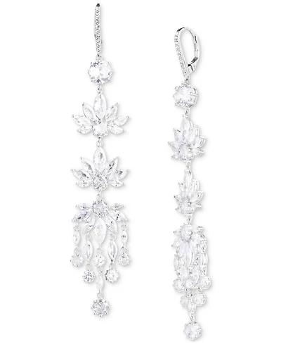 Emily in Paris Silver-Tone Cubic Zirconia Chandelier Earrings