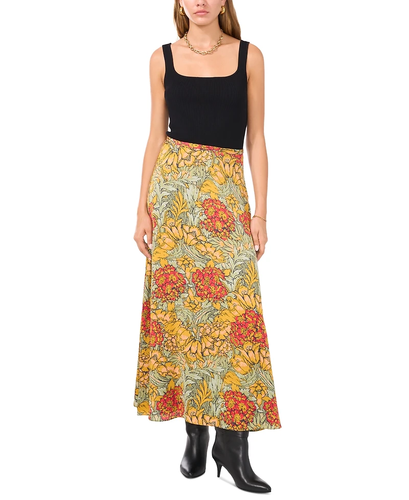 1.state Women's Floral Print Midi Skirt