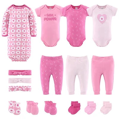 The Peanutshell Baby Girls Layette Gift Set Girls, Pretty Pink, 16 Essential Pieces