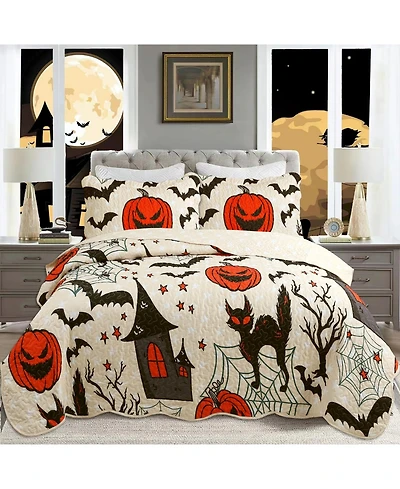 MarCielo Halloween Themed Quilt Bedspread Set Full