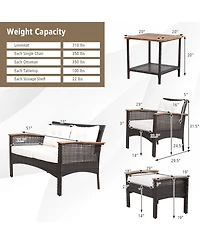 Slickblue 7 Pieces Patio Rattan Cushioned Conversation Furniture Set