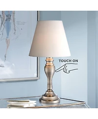 Regency Hill Thom Traditional Desk Lamp 19 1/4" High Brass Candlestick Touch On Off White Bell Shade for Bedroom Living Room Bedside Nightstand O