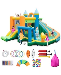Costway Inflatable Water Slide Kids Blow up Pool Park Climbing Wall with 735W Blower