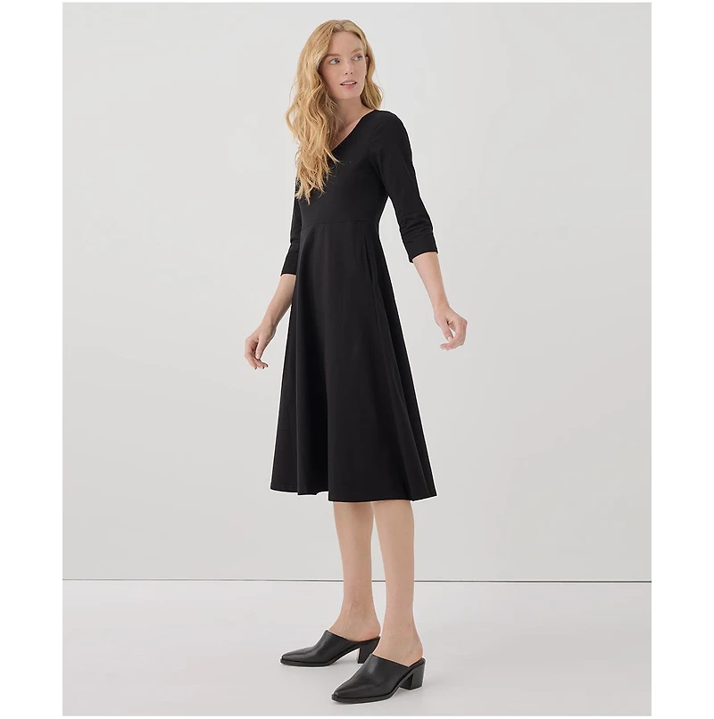 Pact Women's Organic Cotton Fit & Flare Midi Party Dress - Shorty