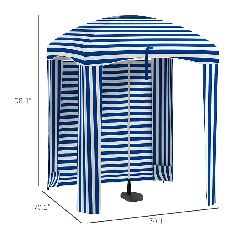 Outsunny Beach Cabana Umbrella with Bag, Windows, Stripe