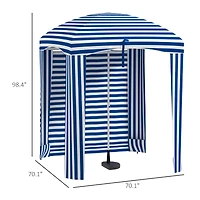 Outsunny Beach Cabana Umbrella with Bag, Windows, Stripe