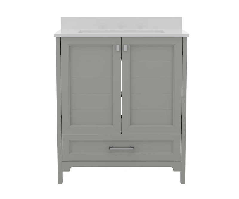 Argos Single Sink Bathroom Vanity With Undermount Basin, Soft-Close Cabinet, Easy-Glide Drawer, And Carrara Marble Finish Countertop