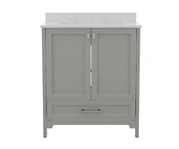 Argos Single Sink Bathroom Vanity With Undermount Basin, Soft-Close Cabinet, Easy-Glide Drawer, And Carrara Marble Finish Countertop