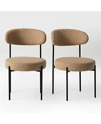 WestinTrends Mid-Century Modern Upholstered Sherpa Round Dining Chairs (Set of