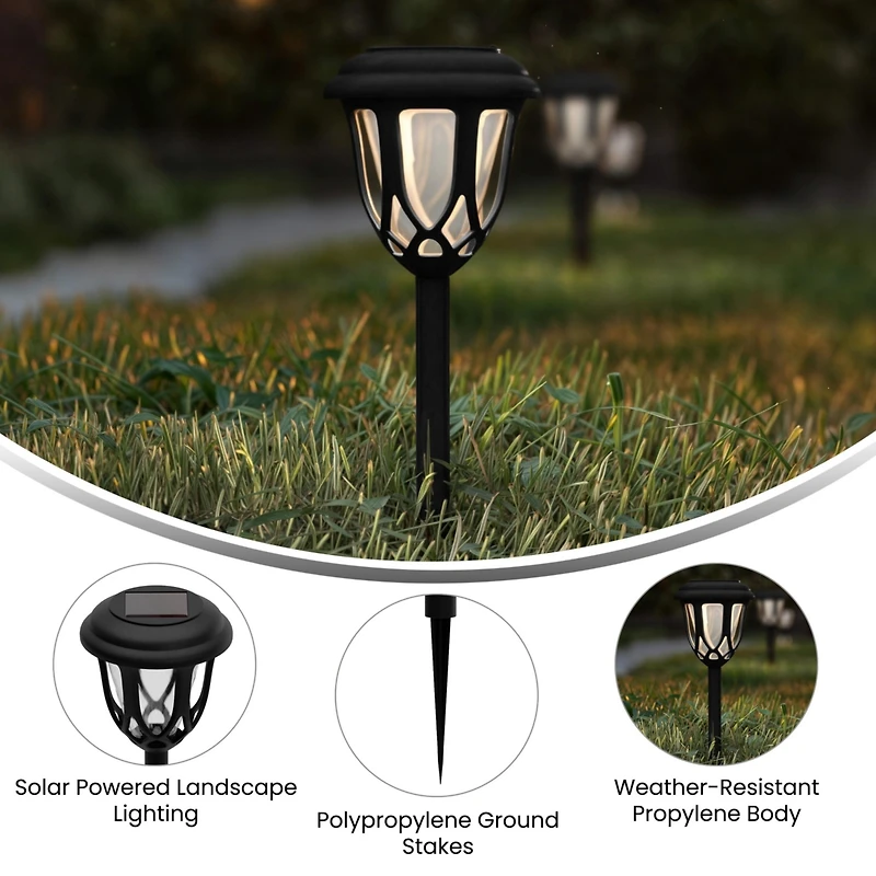 All-Weather Tulip Design Led Solar Lights, Outdoor Powered Lights For Pathway, Garden, & Yard - Set Of 8