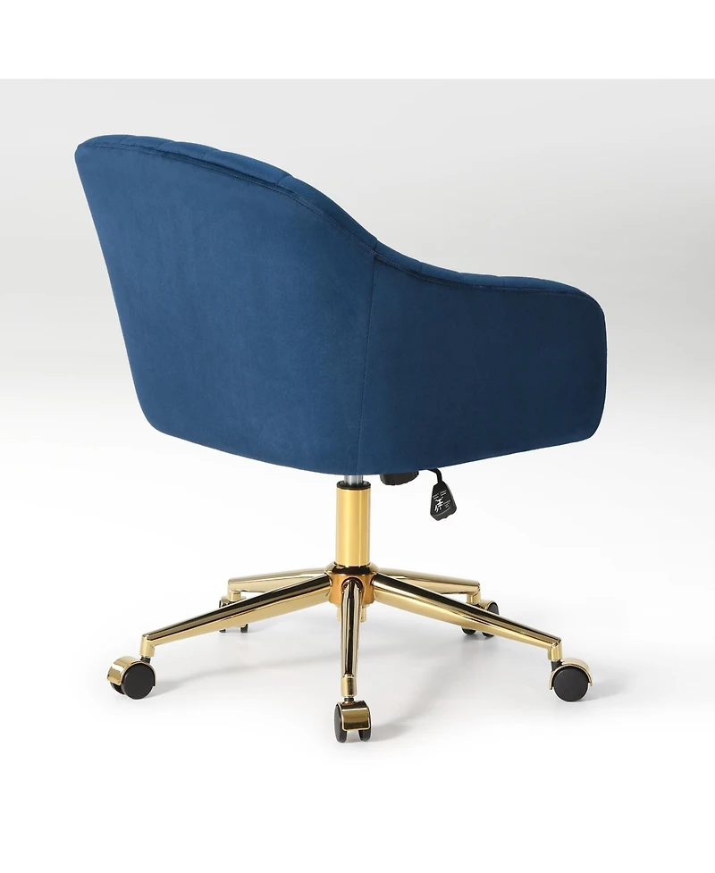 WestinTrends Upholstered Velvet Swivel Vanity Office Chair With Wheels