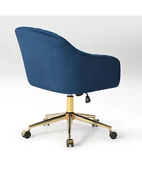 WestinTrends Upholstered Velvet Swivel Vanity Office Chair With Wheels
