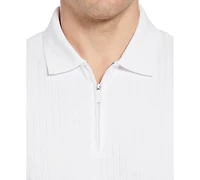 Perry Ellis Men's Slim-Fit Ribbed-Knit 1/4-Zip Polo Shirt