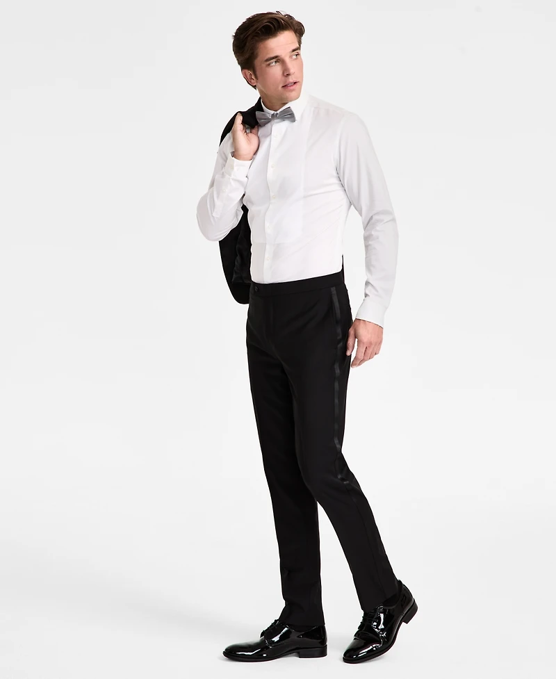Calvin Klein Men's Slim-Fit Wool-Blend Tuxedo Pants