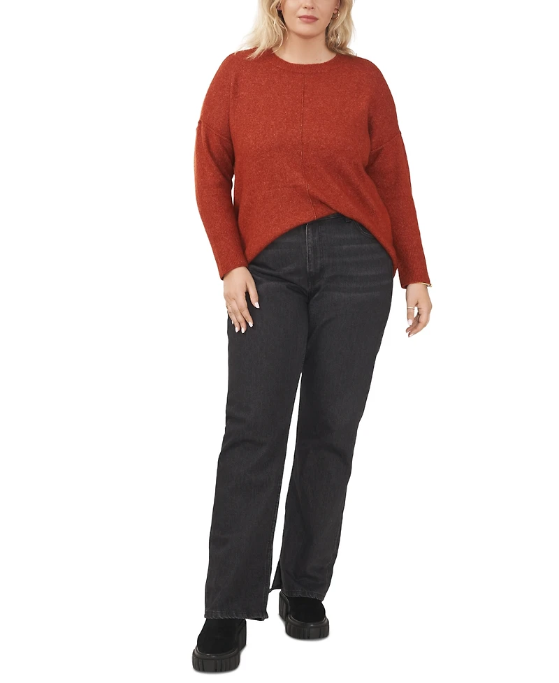 Vince Camuto Plus Size Cozy Crewneck Long-Sleeve Extend-Shoulder Sweater