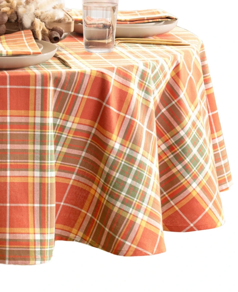 Elrene Hawley Plaid Harvest Cotton Oval Tablecloth, 60" x 84" Oval