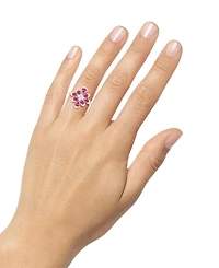 Emerald (1-3/4 ct. t.w.) & Diamond (1/4 Pear Flower Ring 14k Gold (Also Ruby Sapphire)