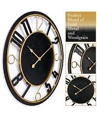 Sorbus 24" Modern Wooden Wall Clock - Sleek Design, Analog Display