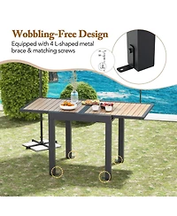 31.5"-63" Extendable Patio Table L-shaped Brace Included for Fixation Outdoor