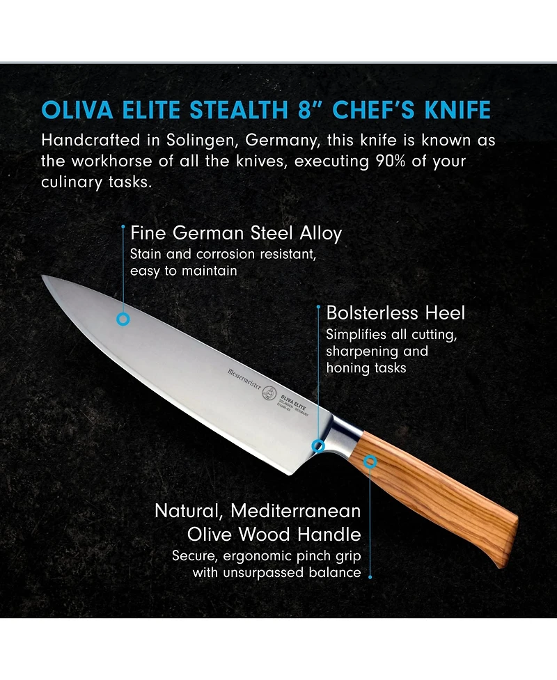 Messermeister Oliva Elite Stealth Chef's Knife, 8"