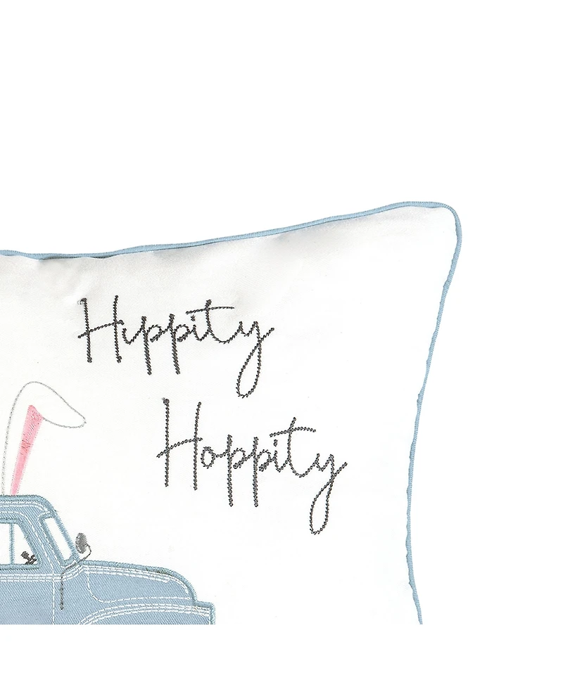 13" x 20" Easter Egg "Hippity Hoppity" Spring Themed Pickup Truck Embroidered Accent Throw Pillow