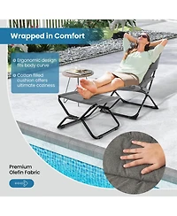 Costway Patio Folding Sling Chair with Ottoman Footrest & Removable Cushion Ottoman Set