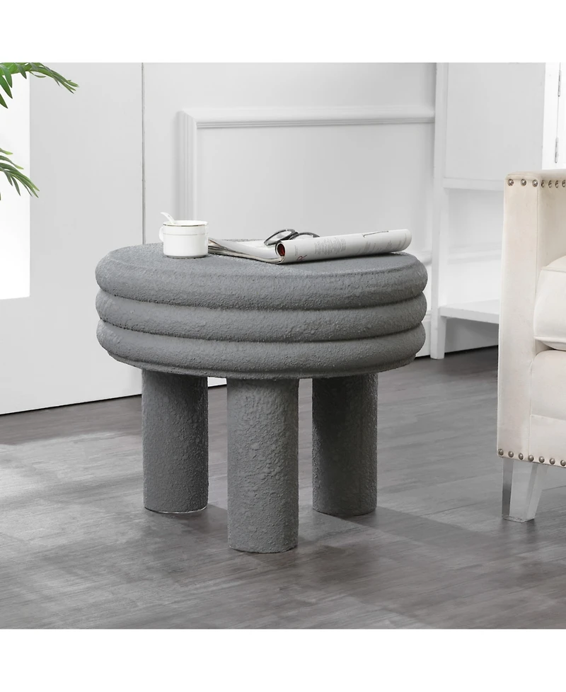 Jonathan Y Rashida 17.75" Contemporary Minimalist Curvy High Indoor/Outdoor Accent Table, White Frosted