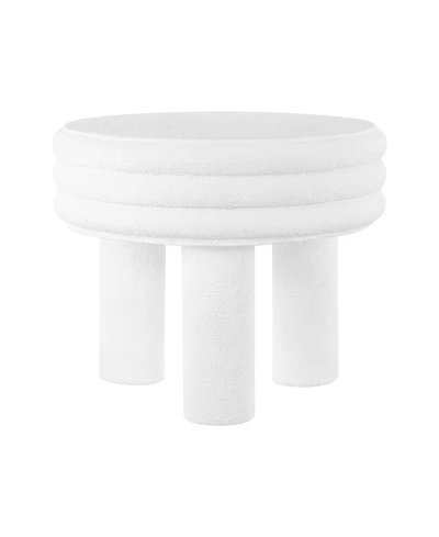 Jonathan Y Rashida 17.75" Contemporary Minimalist Curvy High Indoor/Outdoor Accent Table, White Frosted