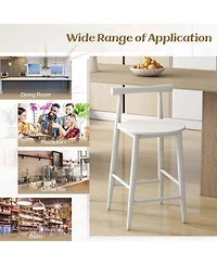 Bar Chair Counter Height Stools Set of 2 with Acacia Wood Frame Supporting Legs