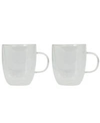 Mr. Coffee Retro Machiato Large 16 Ounce Insulated Double Wall Glass Coffee & Tea Cups, Set of 2