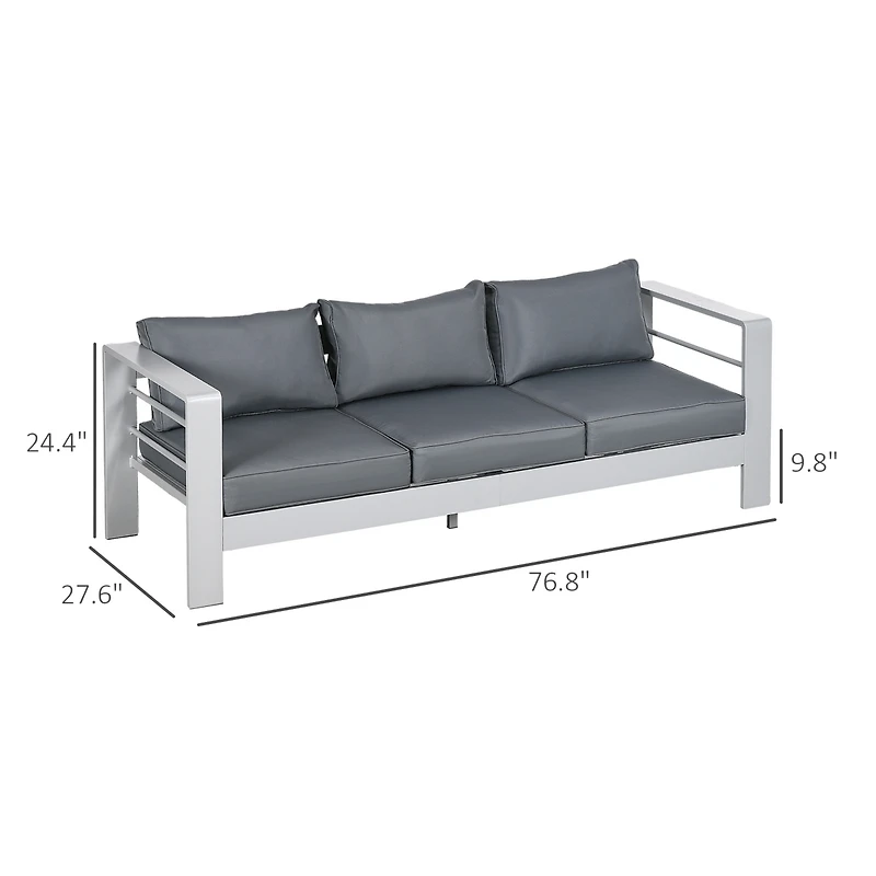 Outsunny Patio Furniture with Cushions, Aluminum Outdoor Sofa,