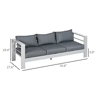 Outsunny Patio Furniture with Cushions, Aluminum Outdoor Sofa,